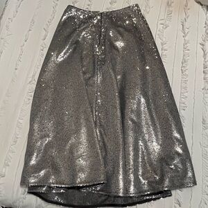 ANTONIO MELANI Silver Sequin A-Line Skirt